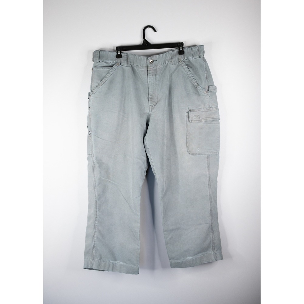 Duluth Trading Co Cargo Work Pants Mens 44x30 Gray‎ Fire Hose Canvas Utility